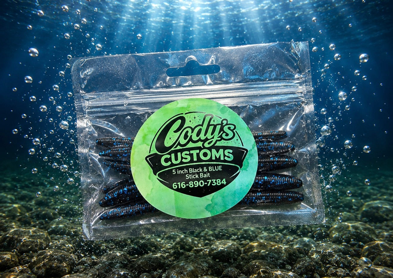 5 inch stick bait Black&Blue