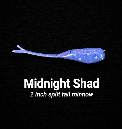 2 inch split tail minnow Midnight Shad