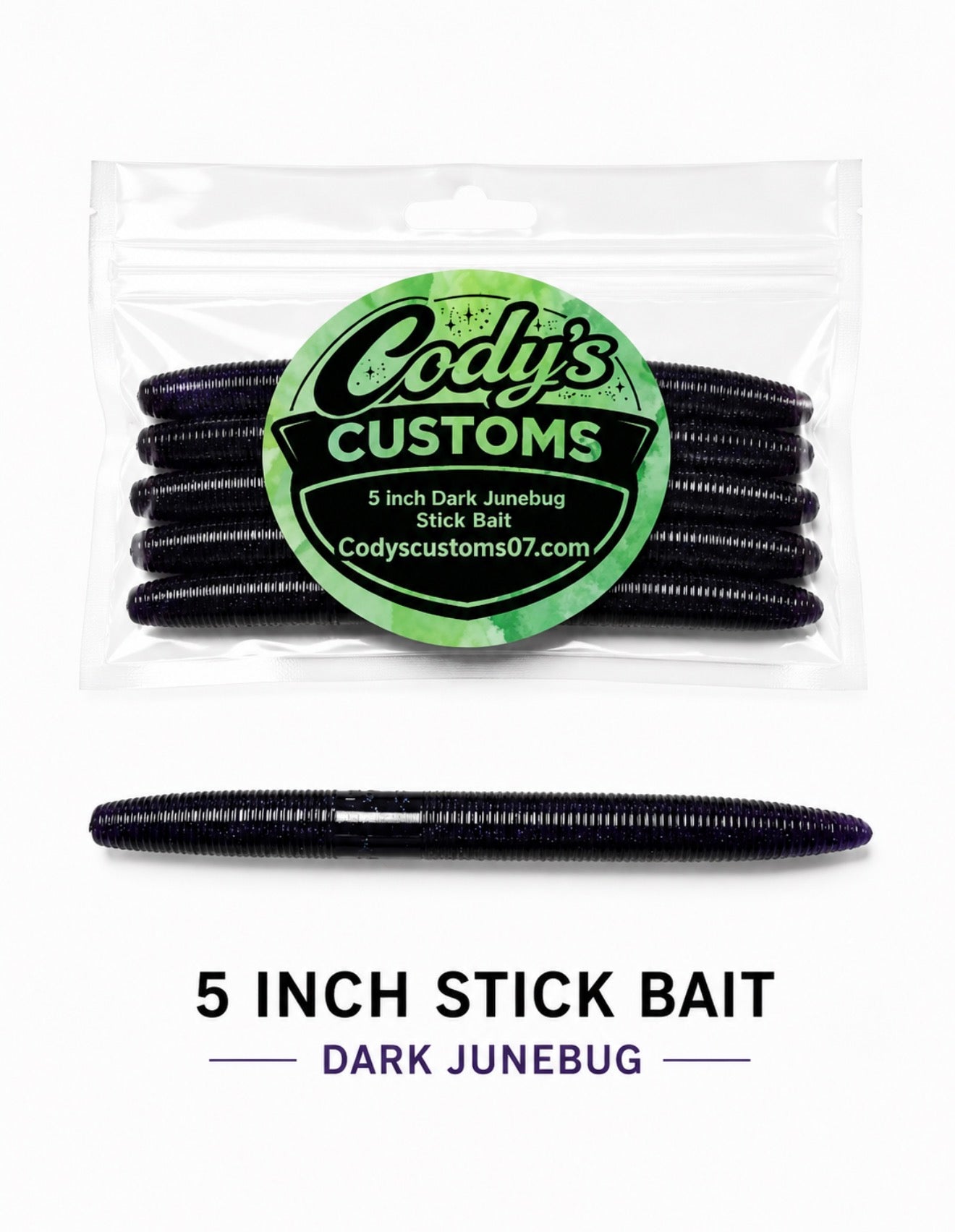 5 inch stick bait dark Junebug