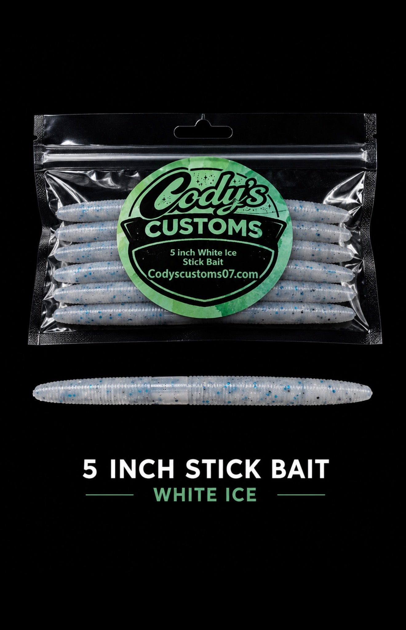 5 inch dick bait white ice￼